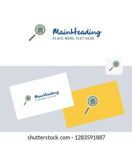 Search house vector logotype with business card template. Elegant corporate identity. - Vector