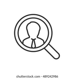 Search human linear icon. silhouette of man and magnifier