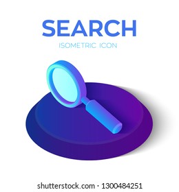 Search Icon. 3D Isometric Search sign. Created For Mobile, Web, Decor, Print Products, Application. Perfect for web design, banner and presentation. Vector Illustration.