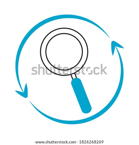 search icon, arrows browser refresh vector illustration blue line and fill