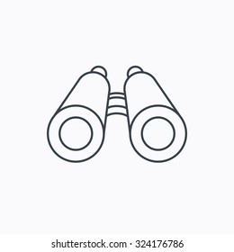 Search icon. Binoculars sign. Spyglass symbol. Linear outline icon on white background. Vector