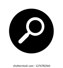 Search icon in black circle. Vector Illustration