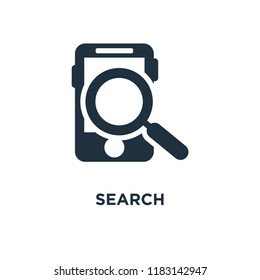 Search icon. Black filled vector illustration. Search symbol on white background. Can be used in web and mobile.