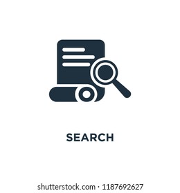 Search icon. Black filled vector illustration. Search symbol on white background. Can be used in web and mobile.