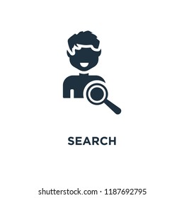 Search icon. Black filled vector illustration. Search symbol on white background. Can be used in web and mobile.