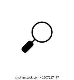 Suchsymbol in schwarz-flacher Glyphe, gefüllter Stil einzeln auf weißem Hintergrund