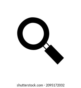 Icono de búsqueda en glifo plano negro, estilo relleno aislado en fondo blanco