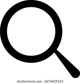 Icono de Búsqueda en estilo plano negro, paquete de símbolos de lupa, herramienta de Explore de búsqueda de zoom, aislado en fondo transparente, elemento de diseño de glifo de contorno.