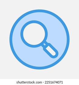 Search icon in blue style about essentials, use for website mobile app presentation