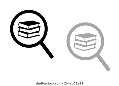 Livro de ícones de pesquisa, menos, mais, ilustração vetorial, símbolo de lupa, clip-art de ícones de pesquisa, símbolo de ampliação e redução, sinal de lupa isolado.
