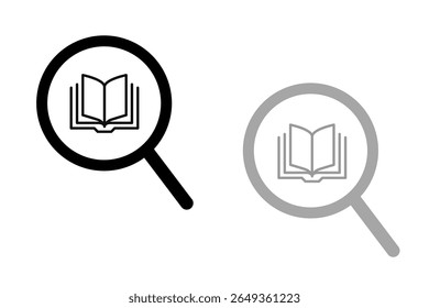 Livro de ícones de pesquisa, menos, mais, ilustração vetorial, símbolo de lupa, clip-art de ícones de pesquisa, símbolo de ampliação e redução, sinal de lupa isolado.