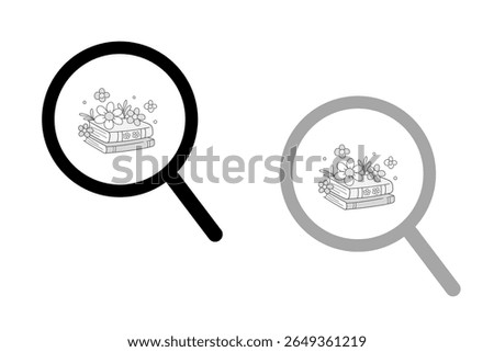 Search icon book, minus, plus, vector illustration, magnifying glass symbol, search icon clip art , zoom in and zoom out symbol, Magnifying glass sign isolated.