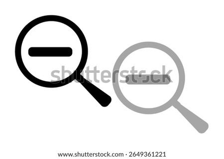 Search icon book, minus, plus, vector illustration, magnifying glass symbol, search icon clip art , zoom in and zoom out symbol, Magnifying glass sign isolated.