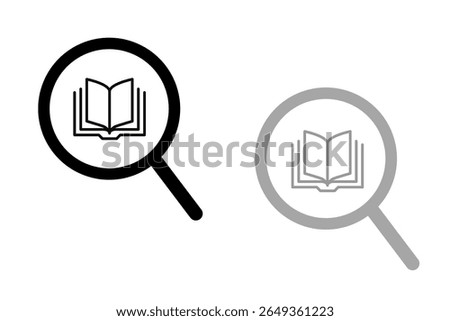Search icon book, minus, plus, vector illustration, magnifying glass symbol, search icon clip art , zoom in and zoom out symbol, Magnifying glass sign isolated.