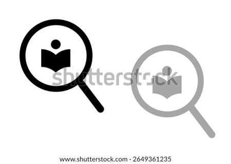 Search icon book, minus, plus, vector illustration, magnifying glass symbol, search icon clip art , zoom in and zoom out symbol, Magnifying glass sign isolated.