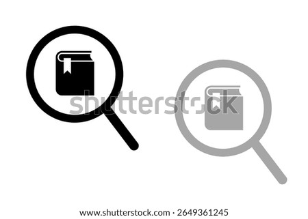 Search icon book, minus, plus, vector illustration, magnifying glass symbol, search icon clip art , zoom in and zoom out symbol, Magnifying glass sign isolated.