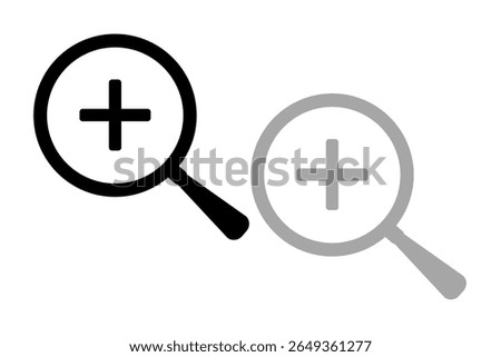 Search icon book, minus, plus, vector illustration, magnifying glass symbol, search icon clip art , zoom in and zoom out symbol, Magnifying glass sign isolated.
