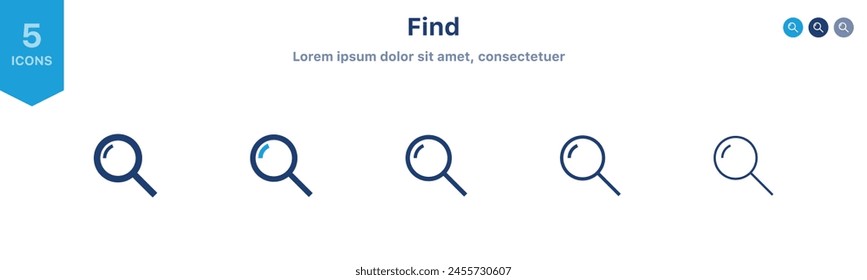 search icon button - magnifying glass loupe sign symbol, magnifier icon	
