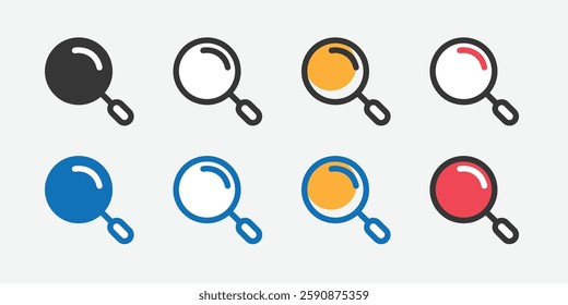 Search icon button, magnifying glass loupe sign symbol collection, magnifier icon