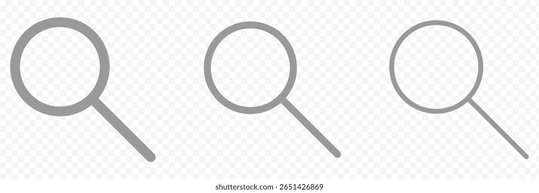 search icon button - magnifying glass loupe sign symbol, magnifier icon. Magnifying glass icon in line style. magnifier or loupe sign isolated on transparent background eps 10