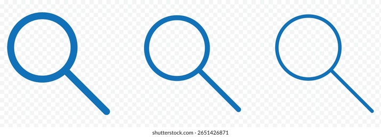 search icon button - magnifying glass loupe sign symbol, magnifier icon. Magnifying glass icon in line style. magnifier or loupe sign isolated on transparent background eps 10