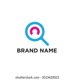 Icono de búsqueda con letra C y plantilla de diseño de logotipo de iconos humanos