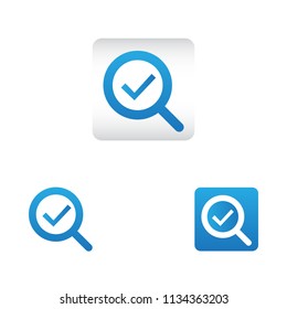 search icon with checkmark symbol. search web icon vector icon in various style
