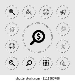 Search icon. collection of 13 search filled and outline icons such as labyrinth, marketing, telescope. editable search icons for web and mobile.