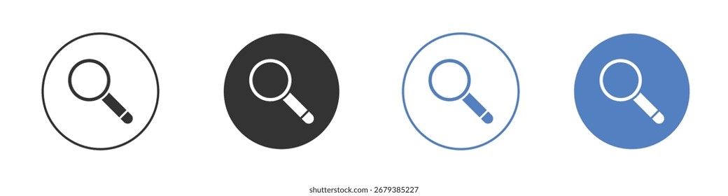 Search icon collection for app in black and blue colors