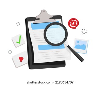 Search icon concept of media file management. Searching image and video files in database. Document management concept media, document online, docs icon concept. Vector rendering magnifying