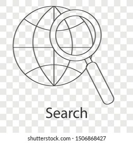 Search icon concept on transparency background. Flat vector illustration use for your web page.