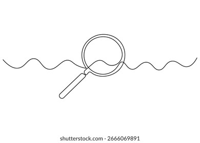 Suchsymbol durchgehende einzeilige Zeichnung und minimalistischen Stil isolieren Umriss Vektorgrafik
