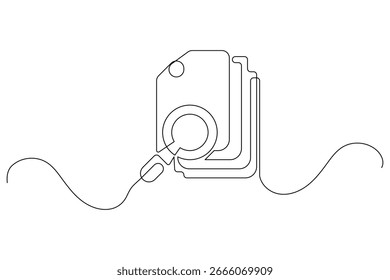 Suchsymbol durchgehende einzeilige Zeichnung und minimalistischen Stil isolieren Umriss Vektorgrafik
