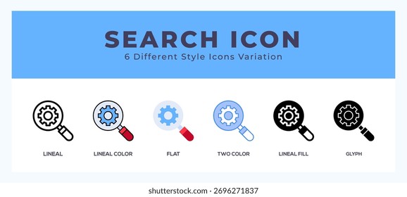 Search icon in different style vector illustration.