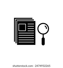 search icon. document icon. search in document sign.