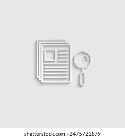 icono de búsqueda. icono de documento. buscar en el signo de documento.