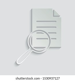  search icon. document icon. search in document sign.  paper with shadow 