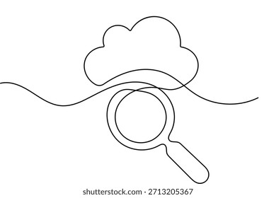 Search icon elegant one line minimal outline drawing isolated vector illustration