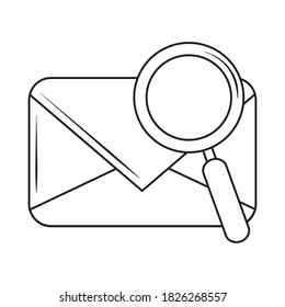 search icon, email message magnifying glass internet vector illustration line style