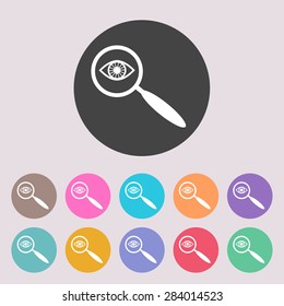 Search icon - Eye in magnification. Set of colored icons.