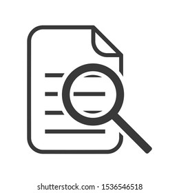 Search icon with file and magnifying glass in simple vector style