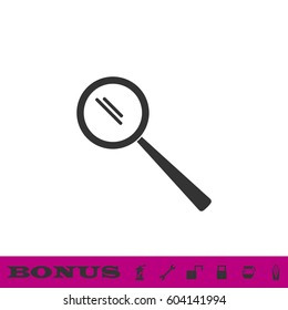 Search icon flat. Black pictogram on white background. Vector illustration symbol and bonus button