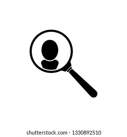 Search icon flat design, magnifying glass shape looking for something,  idea for sign label to explore job and people.