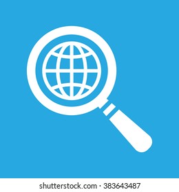 search icon of flat globe planet on a blue background