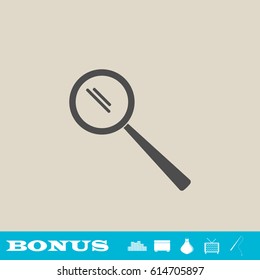 Search icon flat. Grey pictogram on light background. Vector illustration symbol and bonus button real estate, ottoman, vase, tv, fishing rod