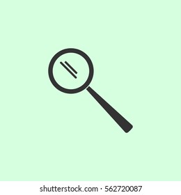 Search icon flat. Grey vector symbol on green background
