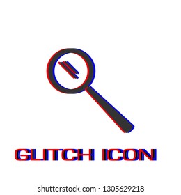 Search icon flat. Simple pictogram - Glitch effect. Vector illustration symbol