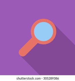 Search icon. Flat vector related icon with long shadow for web and mobile applications. It can be used as - logo, pictogram, icon, infographic element. Vector Illustration.