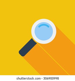 Search icon. Flat vector related icon with long shadow for web and mobile applications. It can be used as - logo, pictogram, icon, infographic element. Vector Illustration.