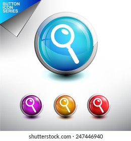Search  Icon. Glossy Button Icon Set. Vector Illustration